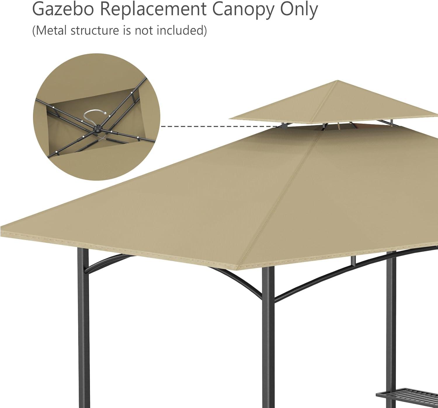 Khaki 5' x 8' Waterproof Grill Gazebo Canopy Top