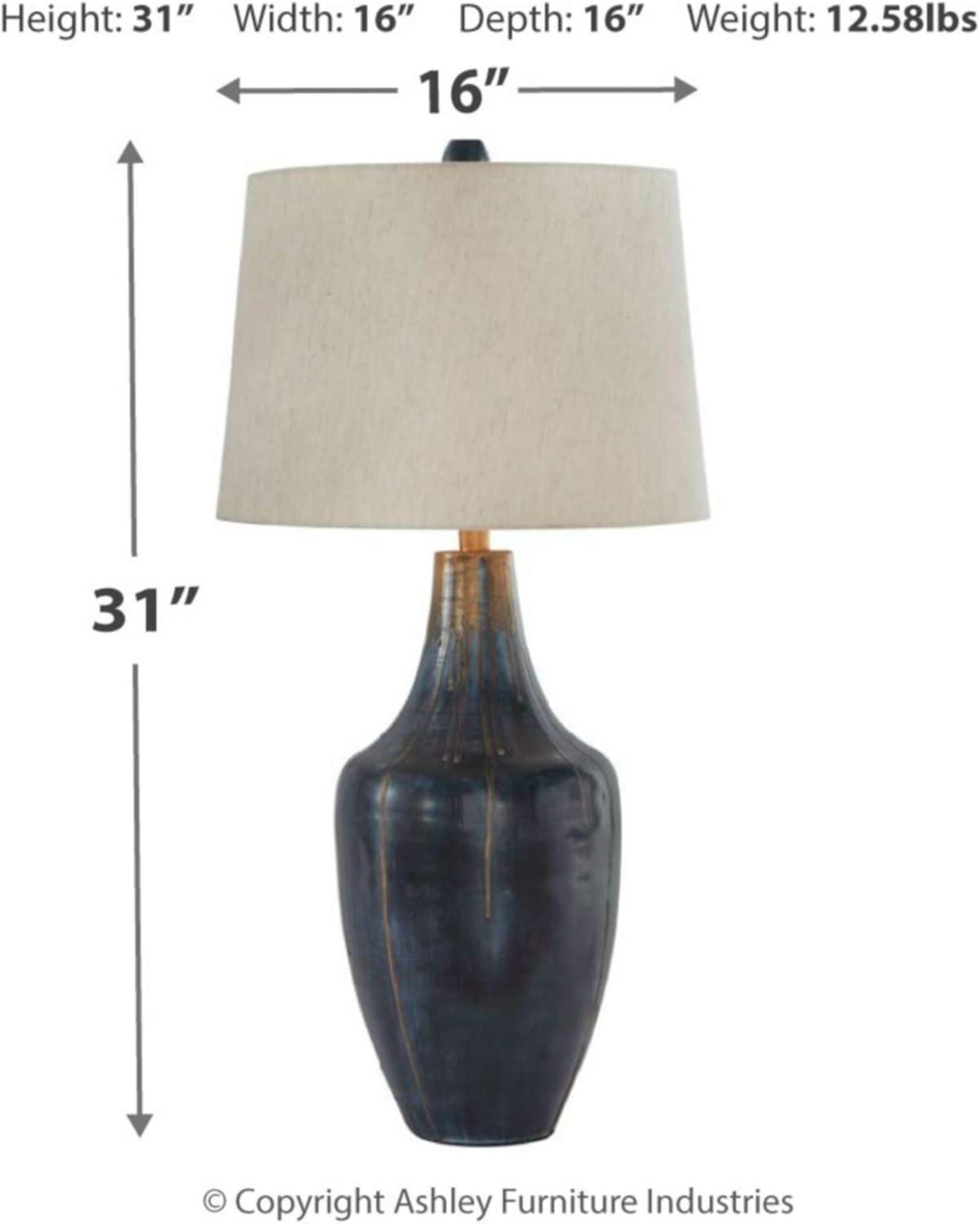 Evania Metal Table Lamp Indigo - Signature Design by Ashley: Modern Lighting, 3-Way Switch, UL Listed