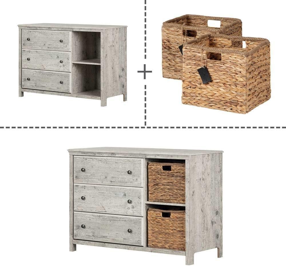 Cotton Candy 3-Drawer Dresser with Storage Baskets