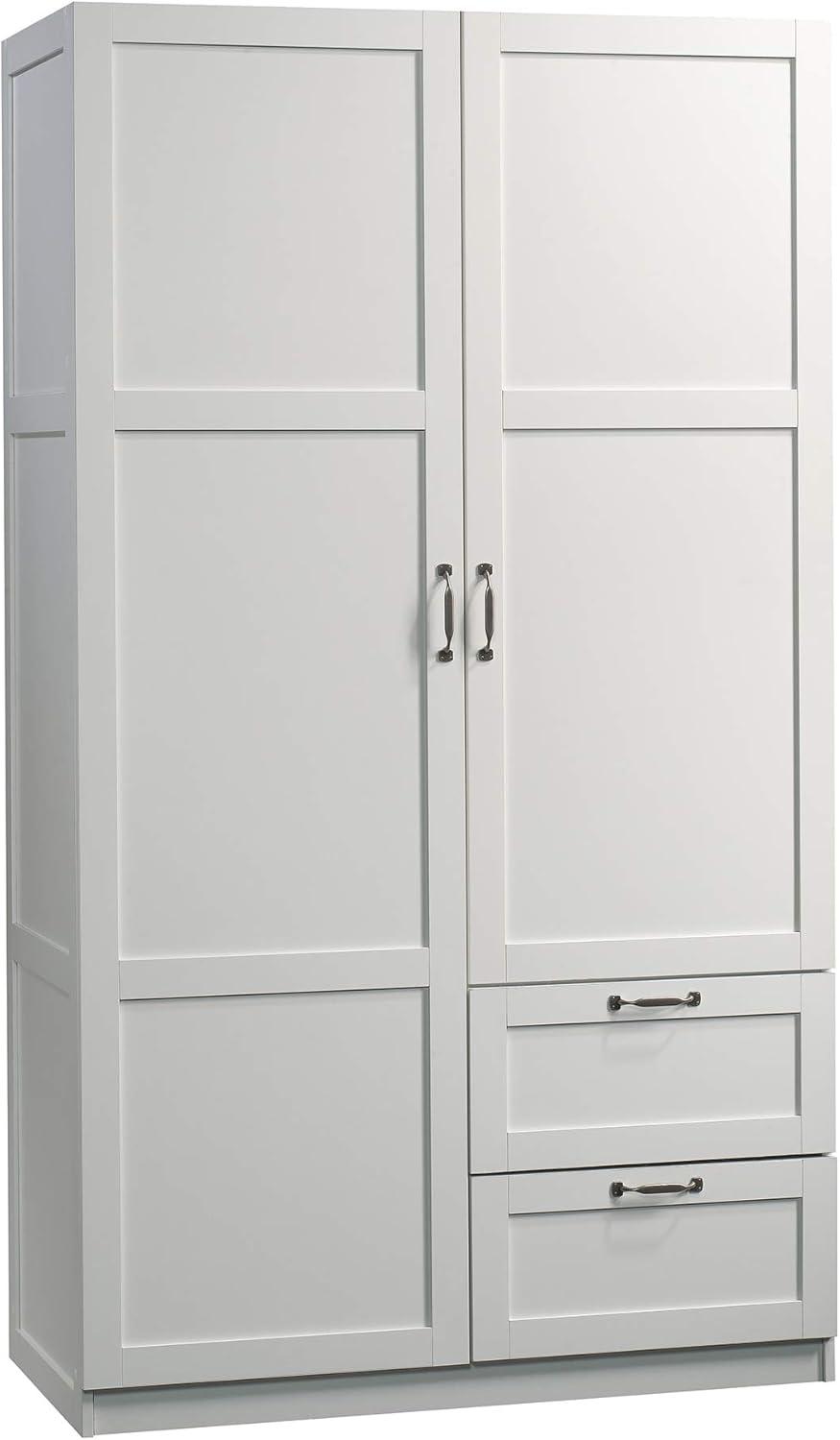 White Transitional Wardrobe Storage Cabinet with Drawers