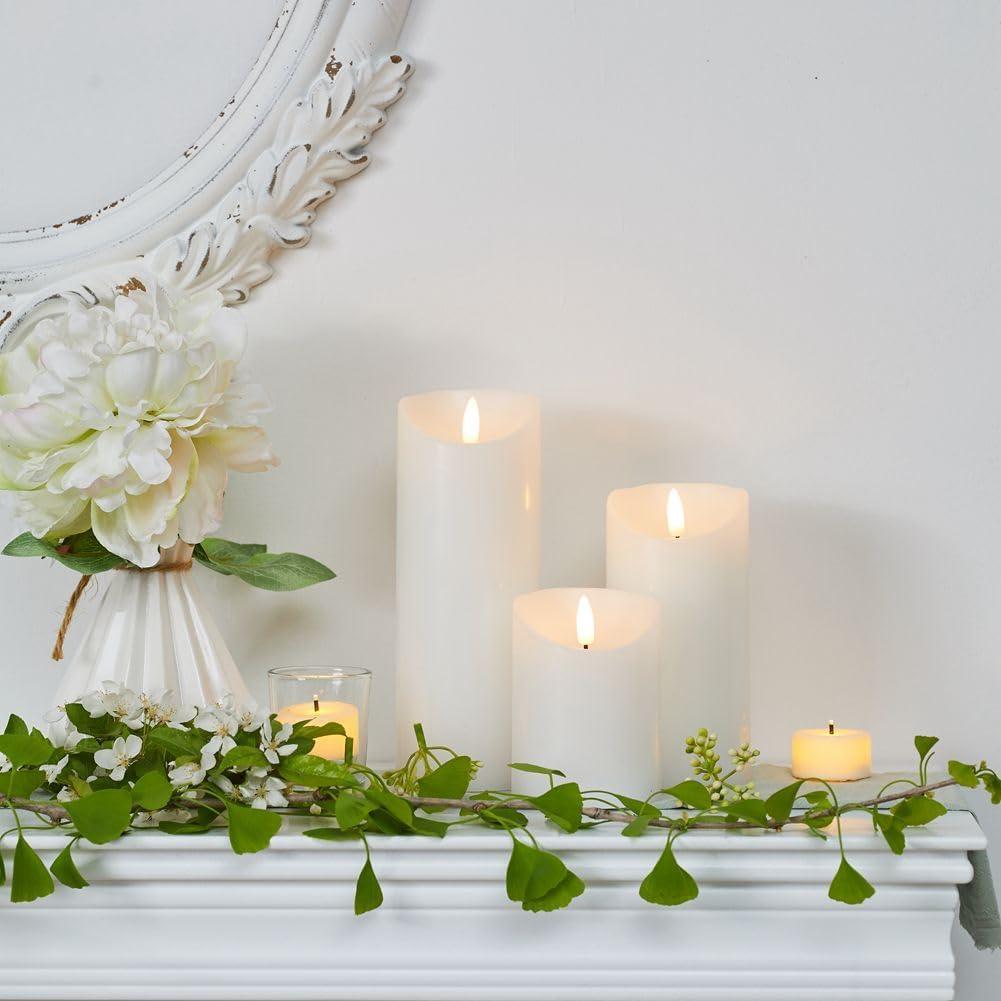 Gzxs Flameless LED Candles Set of 3, Realistic Pillar Candles with Remote and Timer, Battery Operated Candles for Room Fall Decor Wedding Christmas Decorations (White)