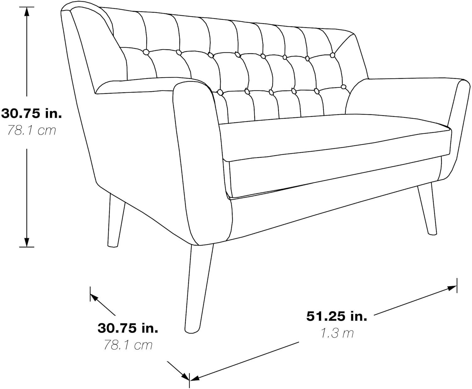 Mill Lane Loveseat in Green Fabric with Coffee Legs