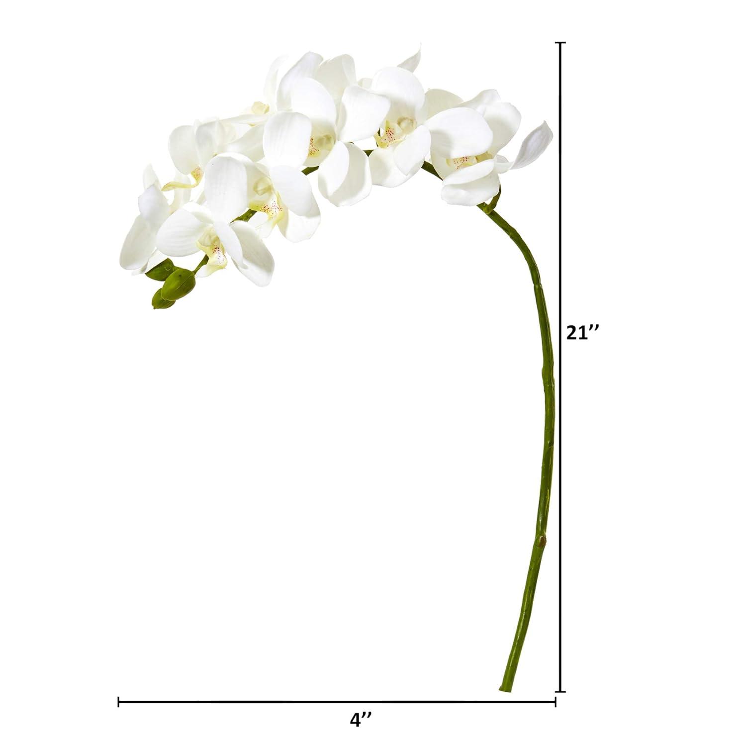 Nearly Natural 21in. Phalaenopsis Orchid Artificial Flower (Set of 6), White