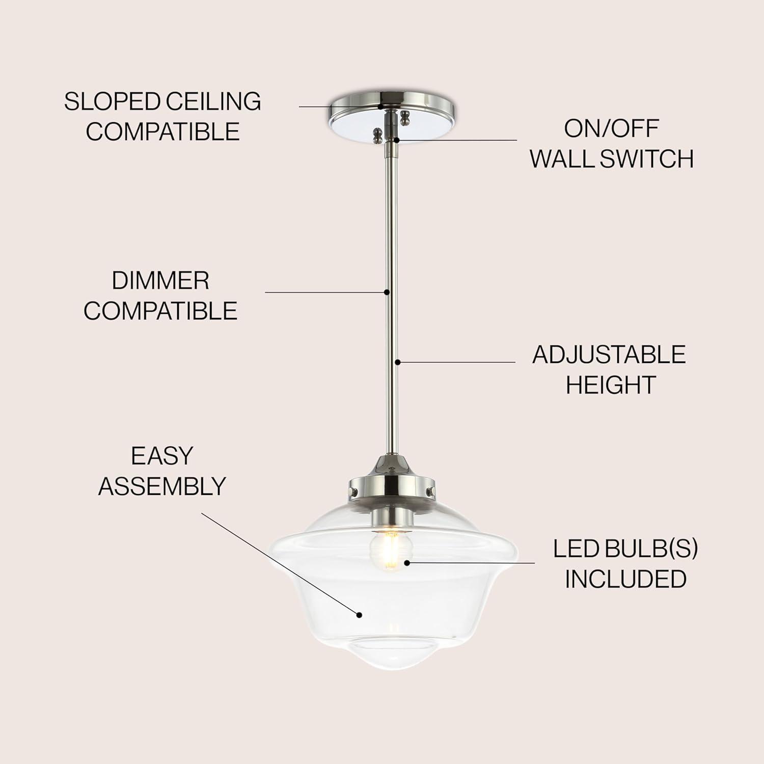 Kurtz Chrome Polished Clear Glass LED Adjustable Pendant