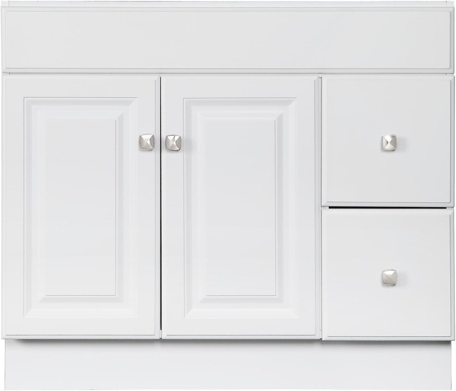 Design House 597245 Wyndham 36 Inch Unassembled 2-Door 2-Drawer Bathroom Vanity without Top, White