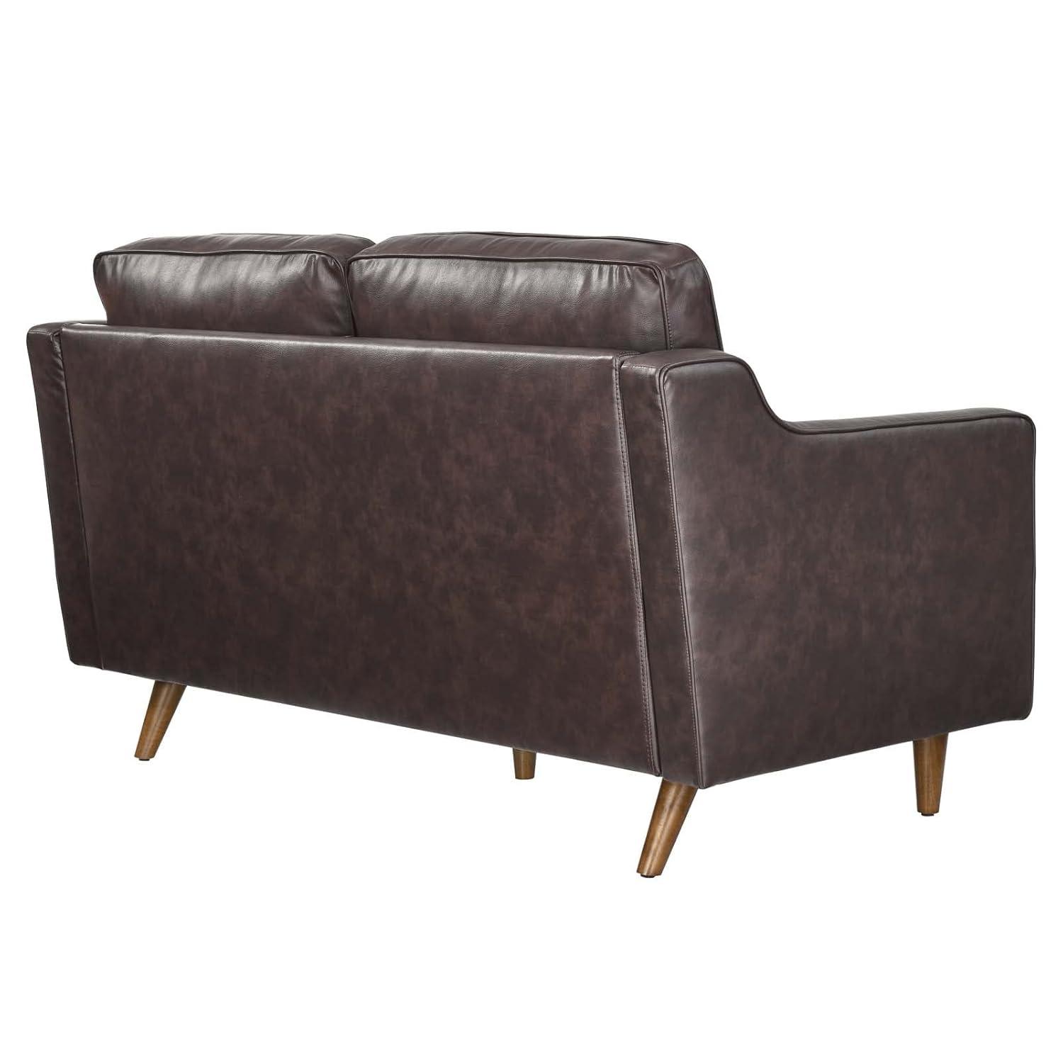 Modway Impart Genuine Leather Loveseat in Brown