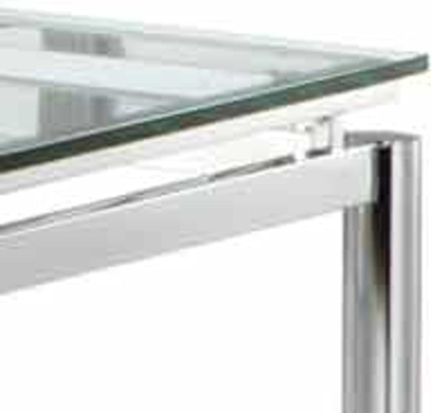 Nova Square Chrome X-Base End Table with Tempered Glass Top