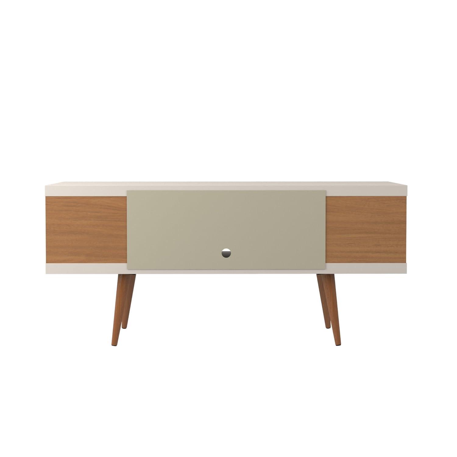 Manhattan Comfort Utopia Splayed Wooden Legs and 4 Shelves TV Stand for TVs up to 50" Maple Cream/Off-White - Manhattan Comfort