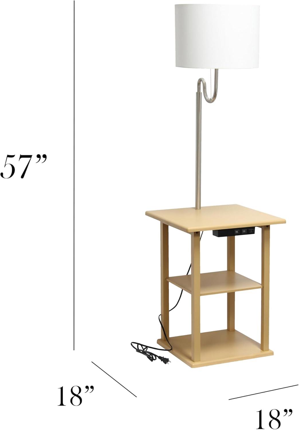 57" Modern 2-Tier End Table Floor Lamp Combination with 2 USB Charging Ports and Power Outlet - Simple Designs