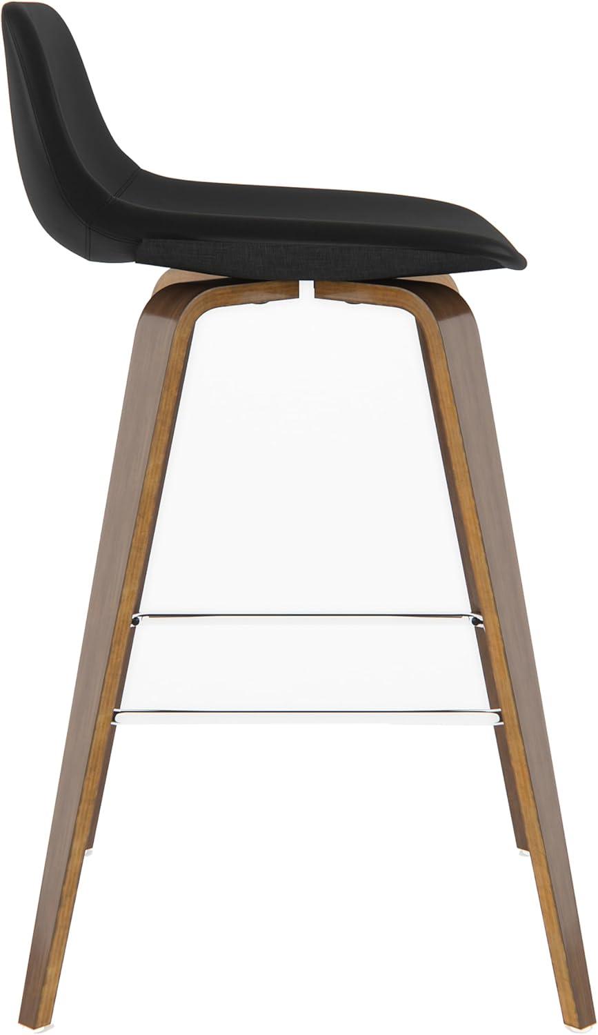 Simpli Home Randolph Bentwood Counter Height Stool (Set Of 2) In Black Vegan Faux Leather