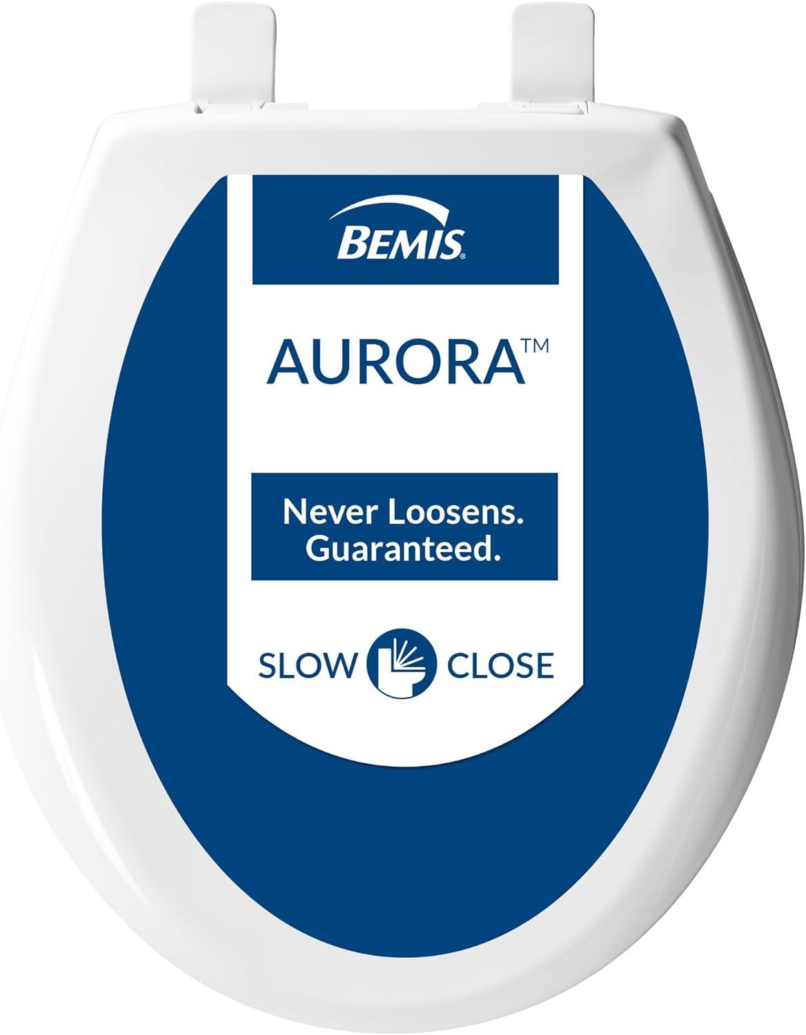 Bemis Affinity Slow Close Toilet Seat, Easy Clean Hinges and Adjustable Perfect Fit Plastic Seat, Round, Cotton White