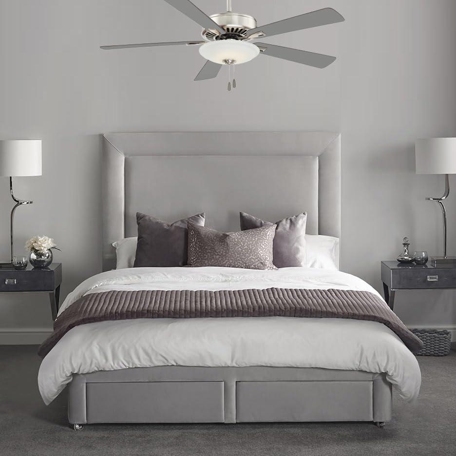 52" Minka Aire Modern Indoor Ceiling Fan with LED Light Polished Nickel White Glass Shade for Living Room Kitchen Bedroom Family