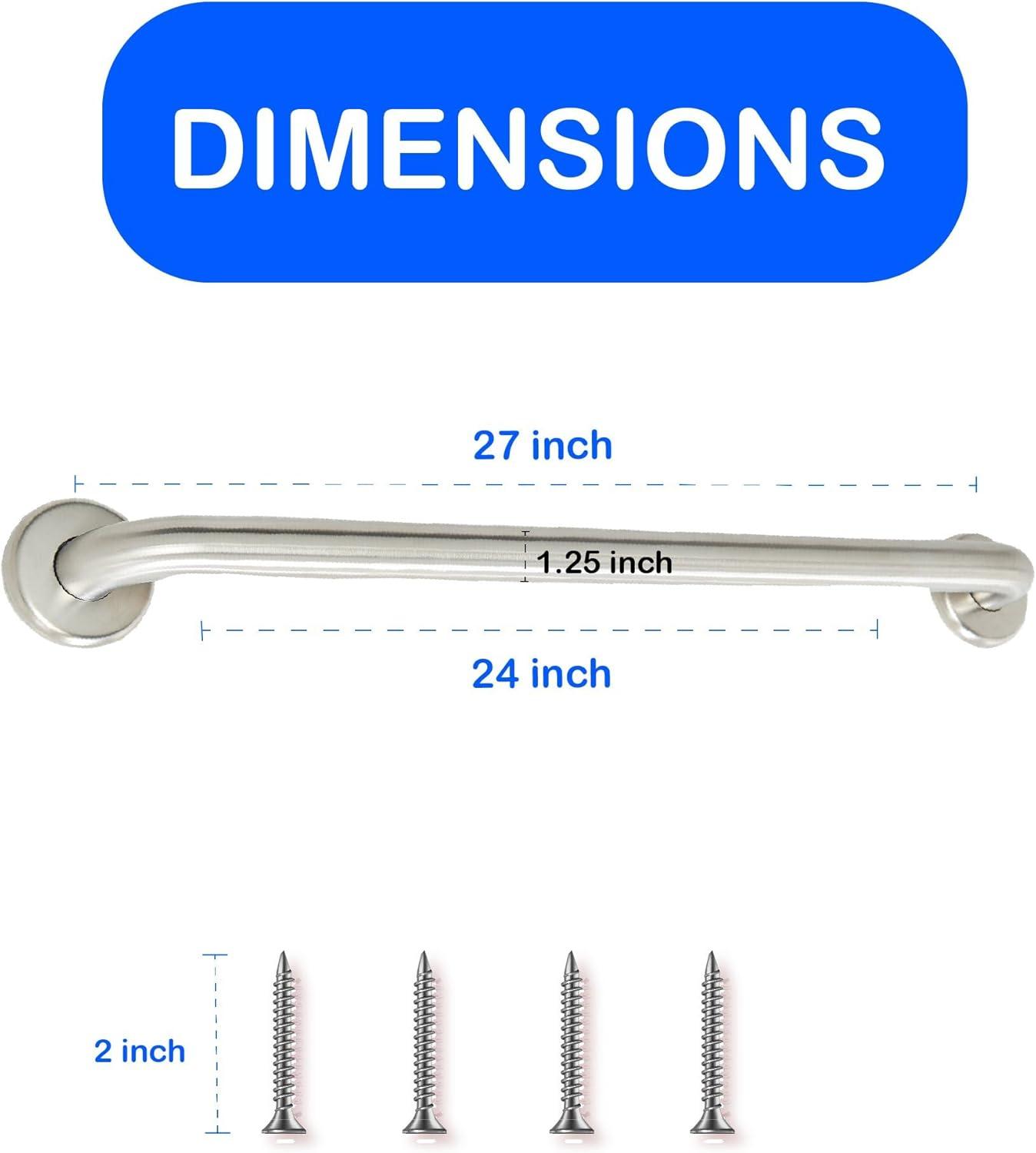 24-Inch Brushed Nickel Stainless Steel Bathroom Safety Grab Bar