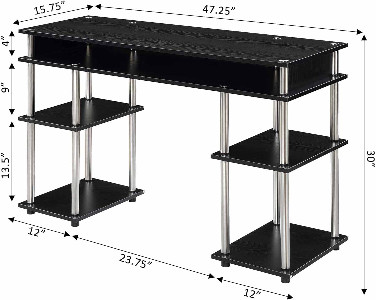 Convenience Concepts Designs2Go No Tools Student Desk in Black Wood Finish