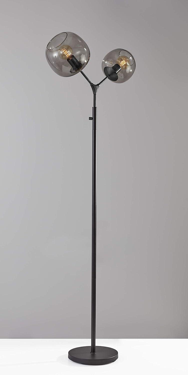 Ashton Matte Black Adjustable Desk Lamp with Smoked Glass Shade