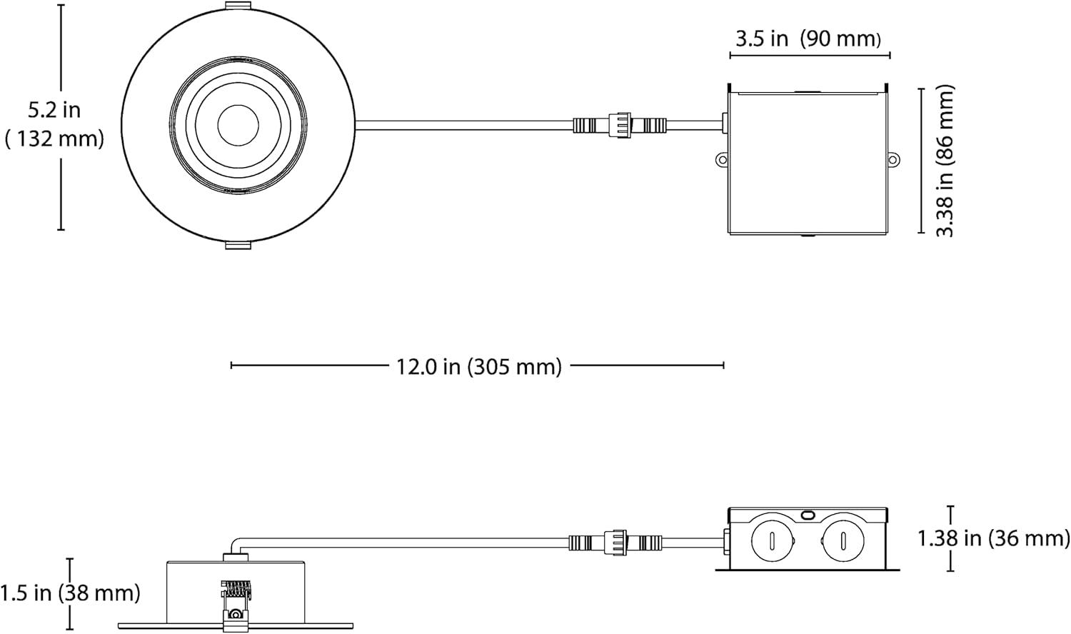 DGC43 4'' Selectable Color Temperature Dimmable Air-Tight IC Rated LED Canless Recessed Lighting Kit