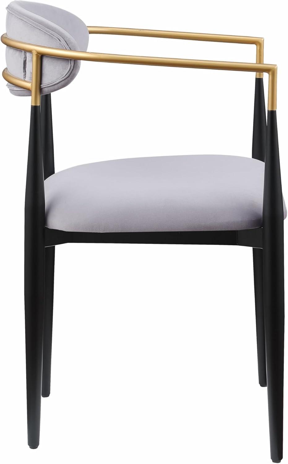 Benjara Kenny 21 Inch Dining Chairs, Fabric, Foam Padding, Gold and Black Metal (Set of 2)