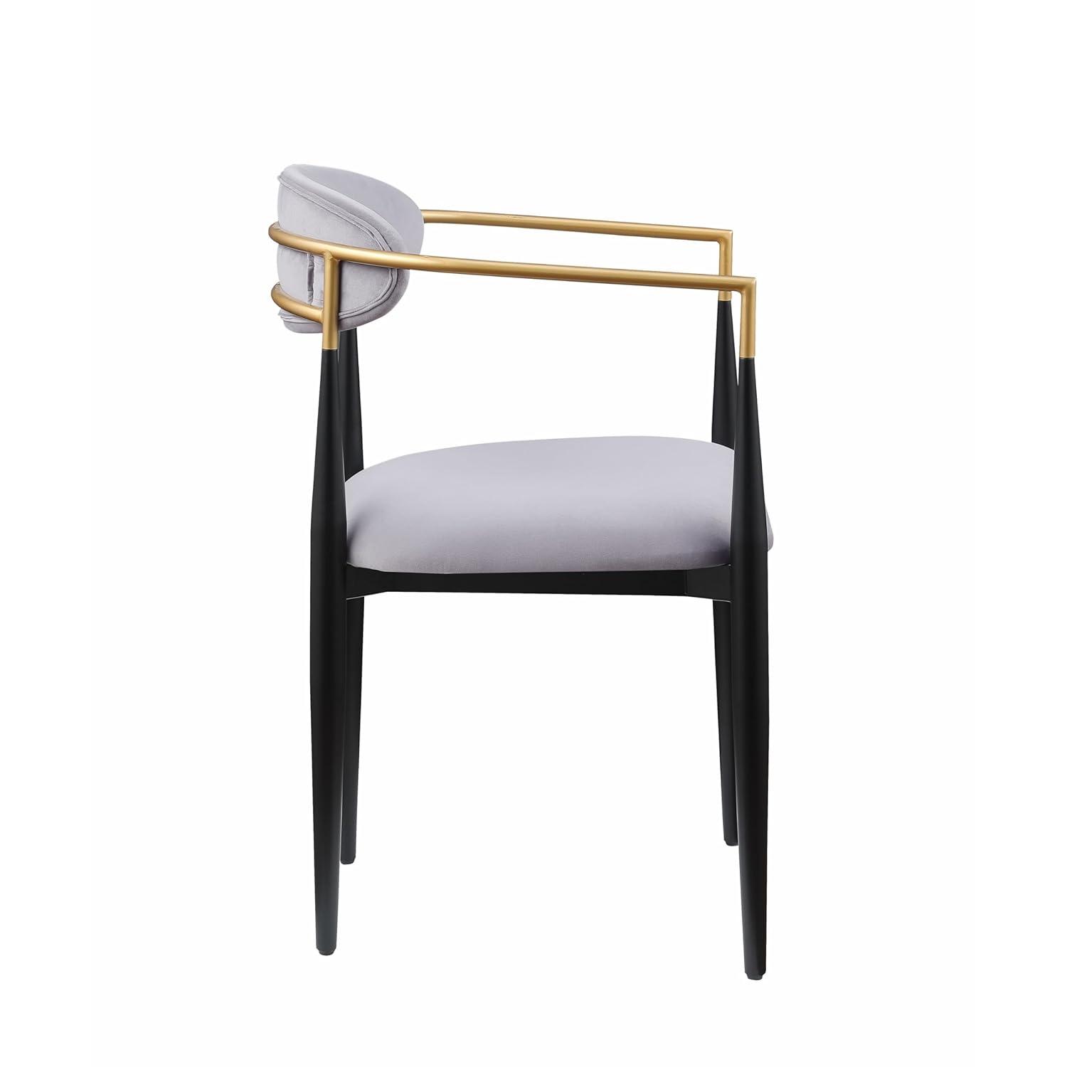 Benjara Kenny 21 Inch Dining Chairs, Fabric, Foam Padding, Gold and Black Metal (Set of 2)