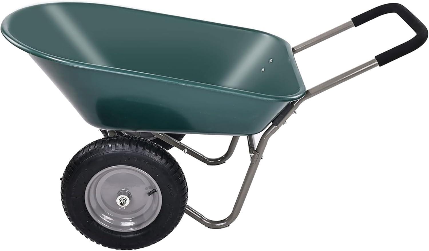 Costway 2 Tire Wheelbarrow Cart Heavy-duty Dolly Utility Cart Green