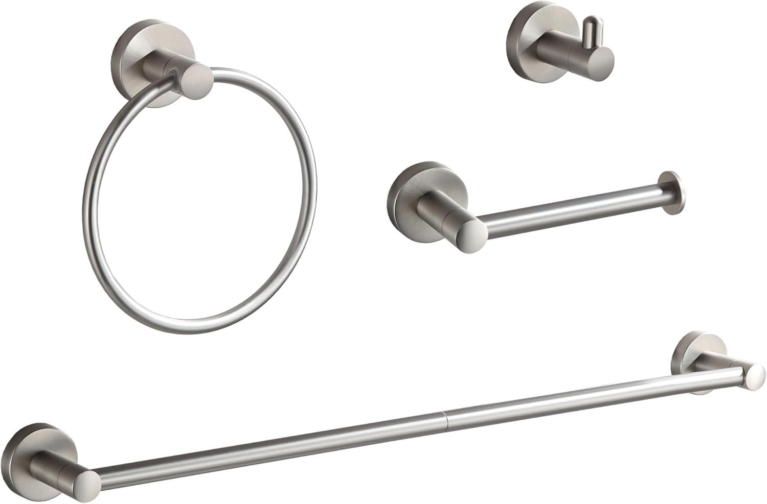 Brushed Nickel 4-Piece Adjustable Bathroom Hardware Set