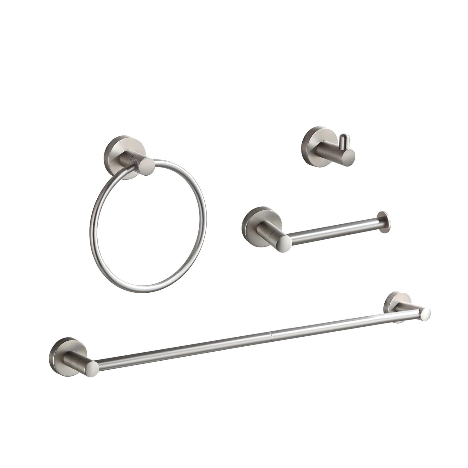BGL Bathroom Hardware Set Brushed Nickel 4-Pieces Bathroom Towel Rack 24 Inches Adjustable Bathroom Accessories Set