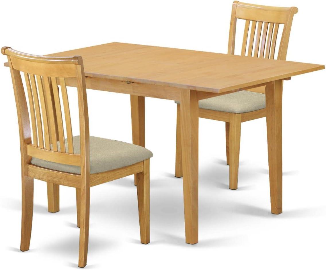 HomeStock Eclectic Exclusivity 3-Piece Dinette Table Set - Table And 2 Cushion Seat Dining Chairs In Oak Finish