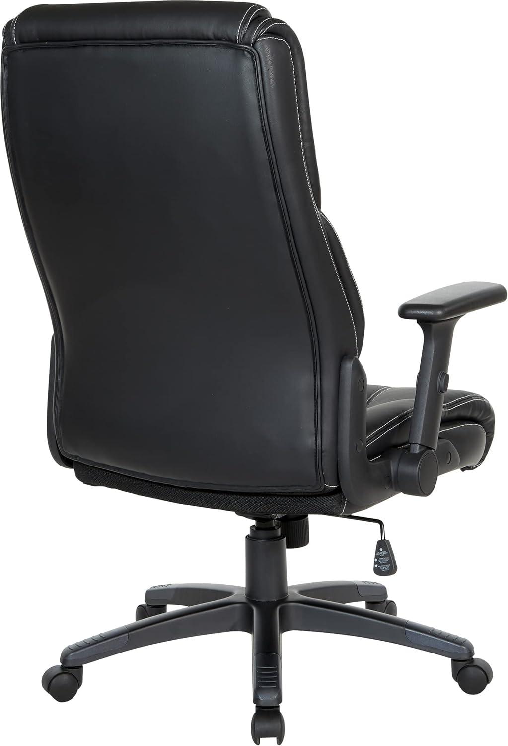 Executive High Back Office Chair in Black Bonded Leather