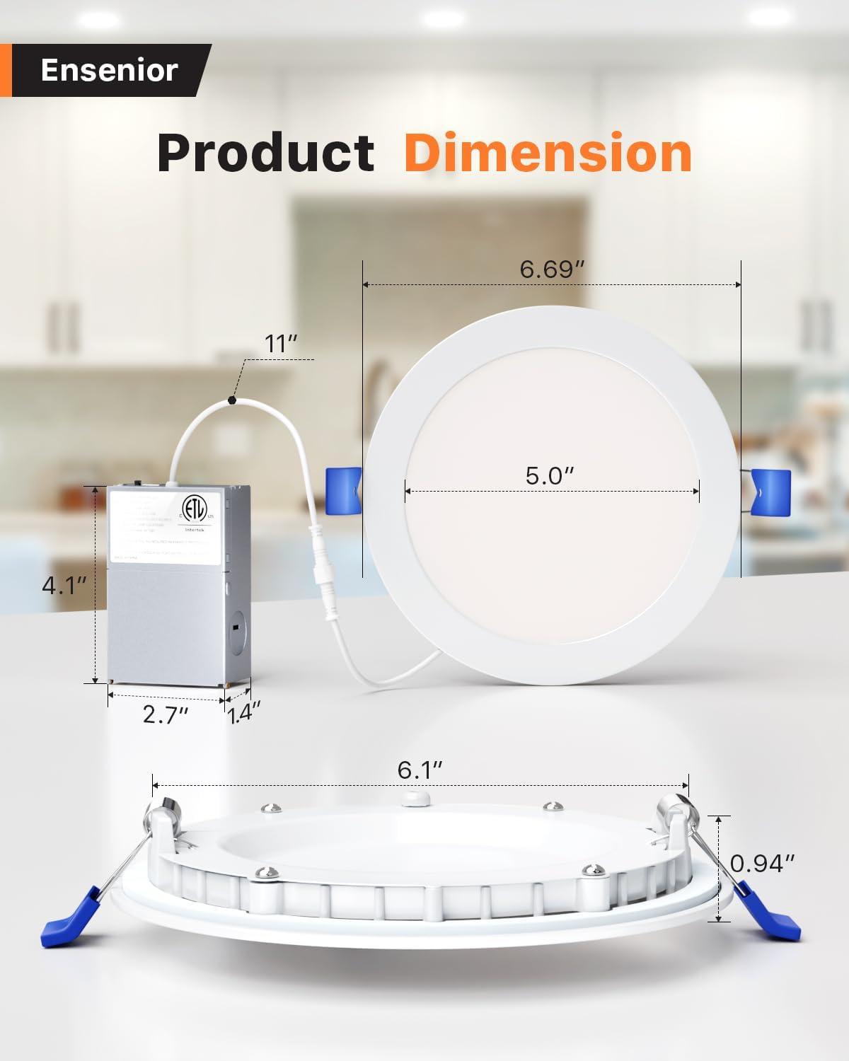 Ultra-Thin 6-Inch Dimmable LED Recessed Ceiling Light Pack