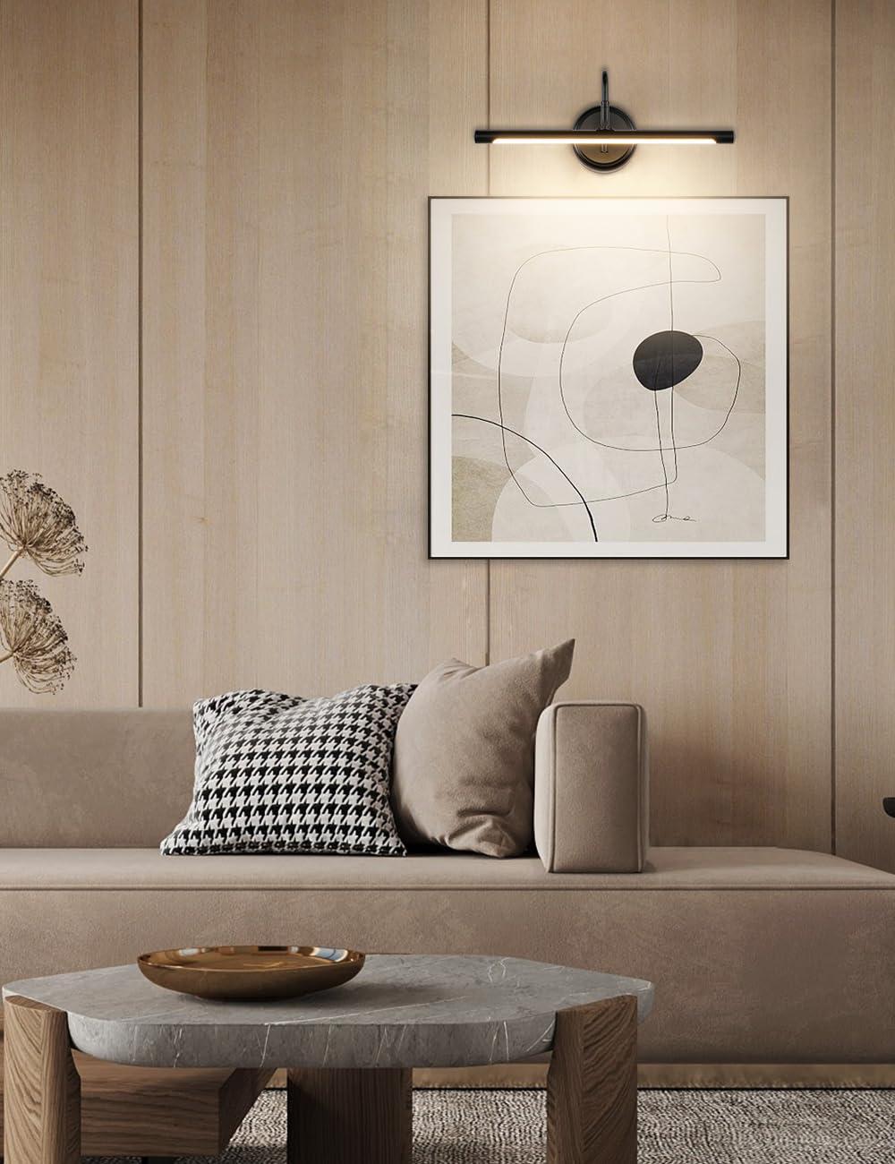 JOOSENLUX LED Picture Light Hardwired Matte Black Modern Picture Lights for Paintings 16.54'' Inch Long Swing Arm Metal Art Lights Warm White 3000K