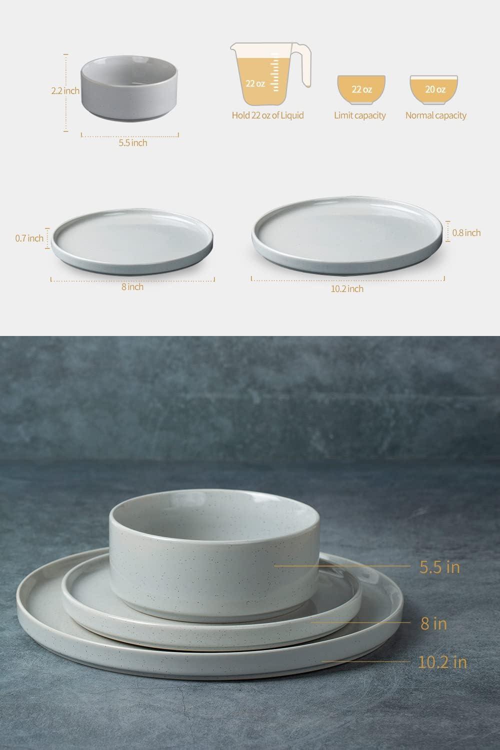 Light Gray Ceramic 12-Piece Dinnerware Set for 4