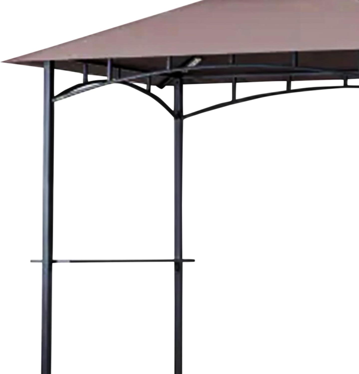 Four Seasons Courtyard Grill Gazebo With LED Lights, 2 Glass Shelves, and Durable Powder Coated Steel Frame for Backyard Lawn and Outdoor Use, Brown