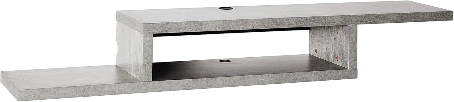 Stone Gray 60-Inch Asymmetrical Wall Mounted Media Shelf