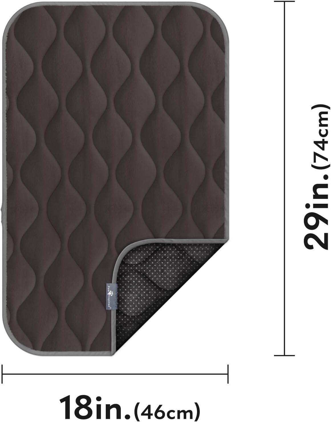 Paw Inspired Washable Padded 30" Crate Mats for Dogs | 29” x 18” Size, Fits 30-inch Kennels | Anti-Slip, Leakproof, Waterproof, Reusable Plush Pet Pads (Gray)