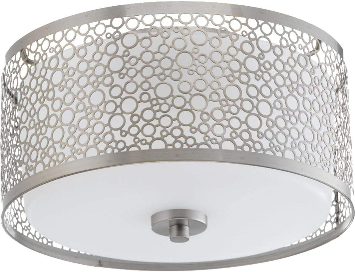 Brushed Nickel LED Flush Mount with Etched Parchment Glass Shade