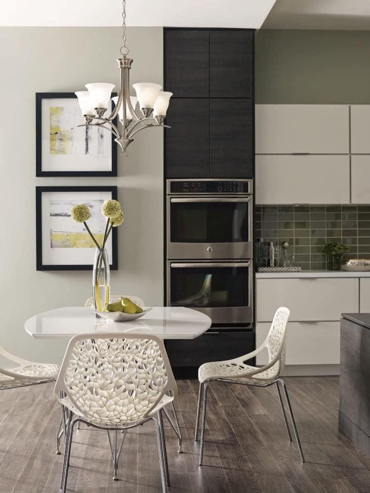 Progress Lighting, Trinity Collection, 5-Light Chandelier, Brushed Nickel, Etched Glass Shades