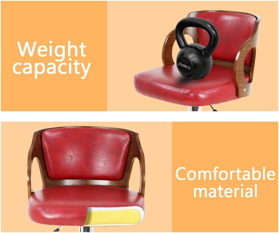 BestOffice Modern Bar Stool Set Of 2 Beech Barstools Height Adjustable Counter Stools PU Leather For Home Kitchen Dining Room Stools,Red