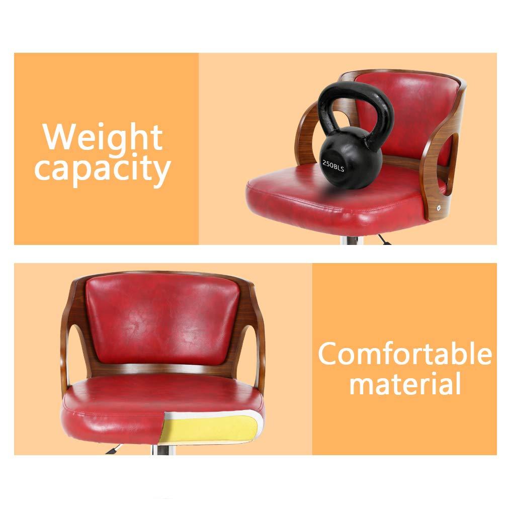 BestOffice Modern Bar Stool Set Of 2 Beech Barstools Height Adjustable Counter Stools PU Leather For Home Kitchen Dining Room Stools,Red