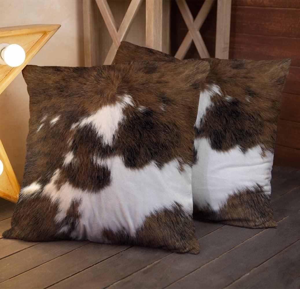 MAXAYA Pack Of 2 Throw Pillow Covers Christmas Cowhide Printing...