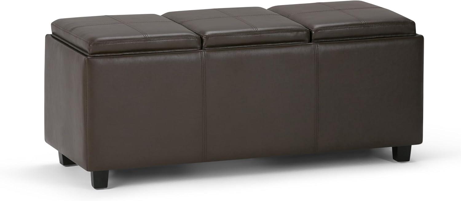 Chocolate Brown Faux Leather Backless Storage Ottoman Bench