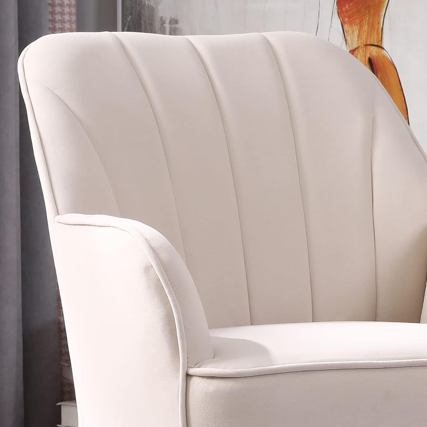 LUCKHAO  Accent Chair Set of 2,Modern Mid Century Velvet Sherpa Armchair,Comfy Arm Chair for Living Room Bedroom Office Waiting Room,Barrel Chairs