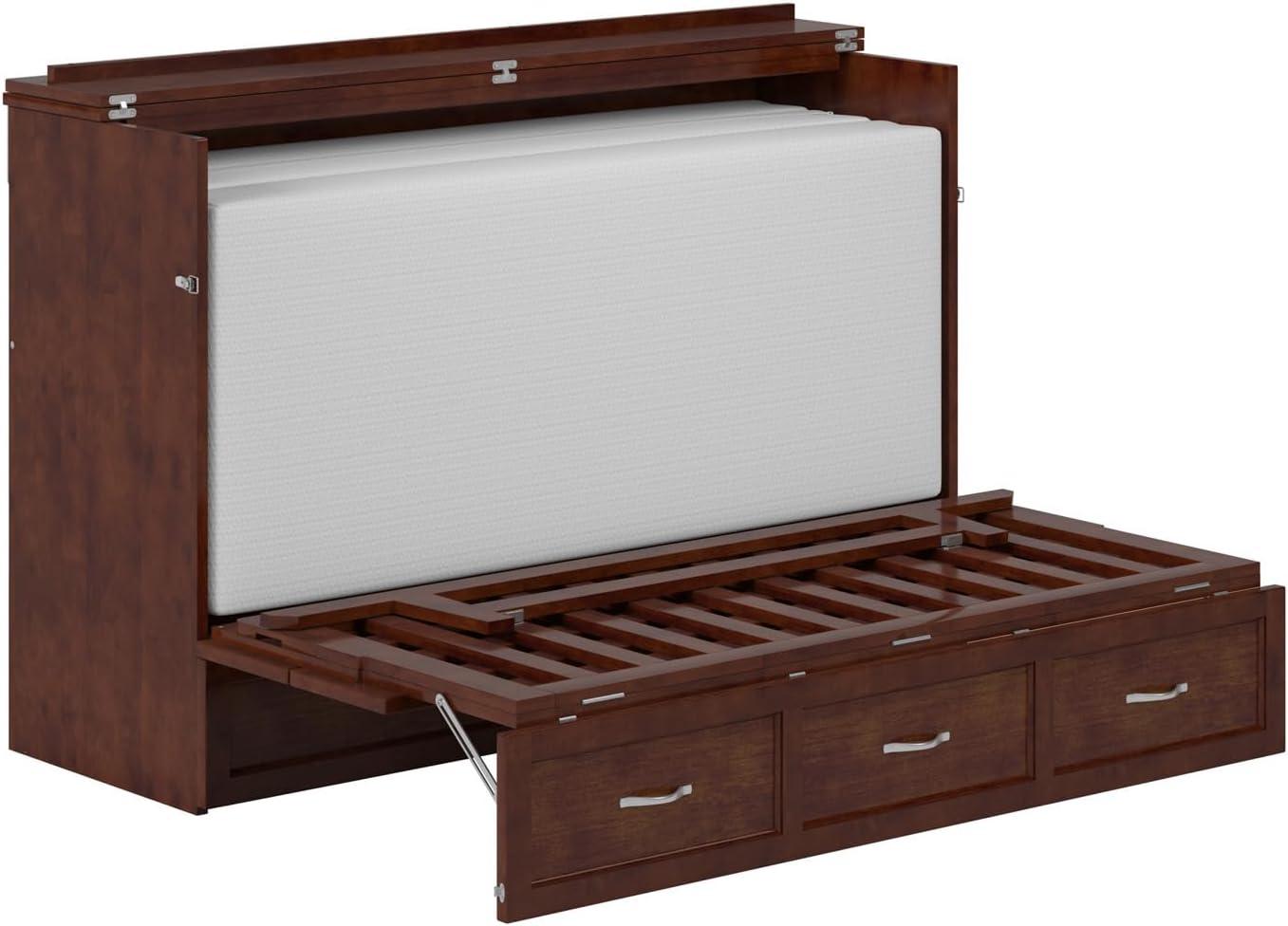 Queen Northfield Murphy Bed Chest Walnut - AFI: Hardwood Frame, Built-In USB Ports & Storage Drawer