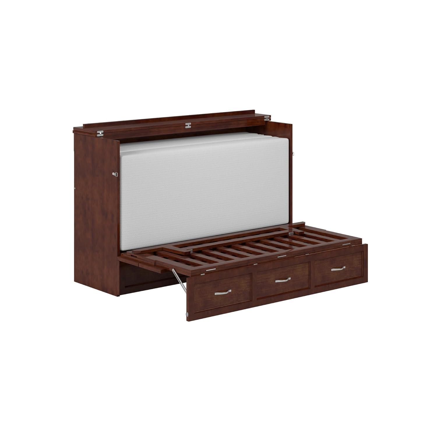 Queen Northfield Murphy Bed Chest Walnut - AFI: Hardwood Frame, Built-In USB Ports & Storage Drawer