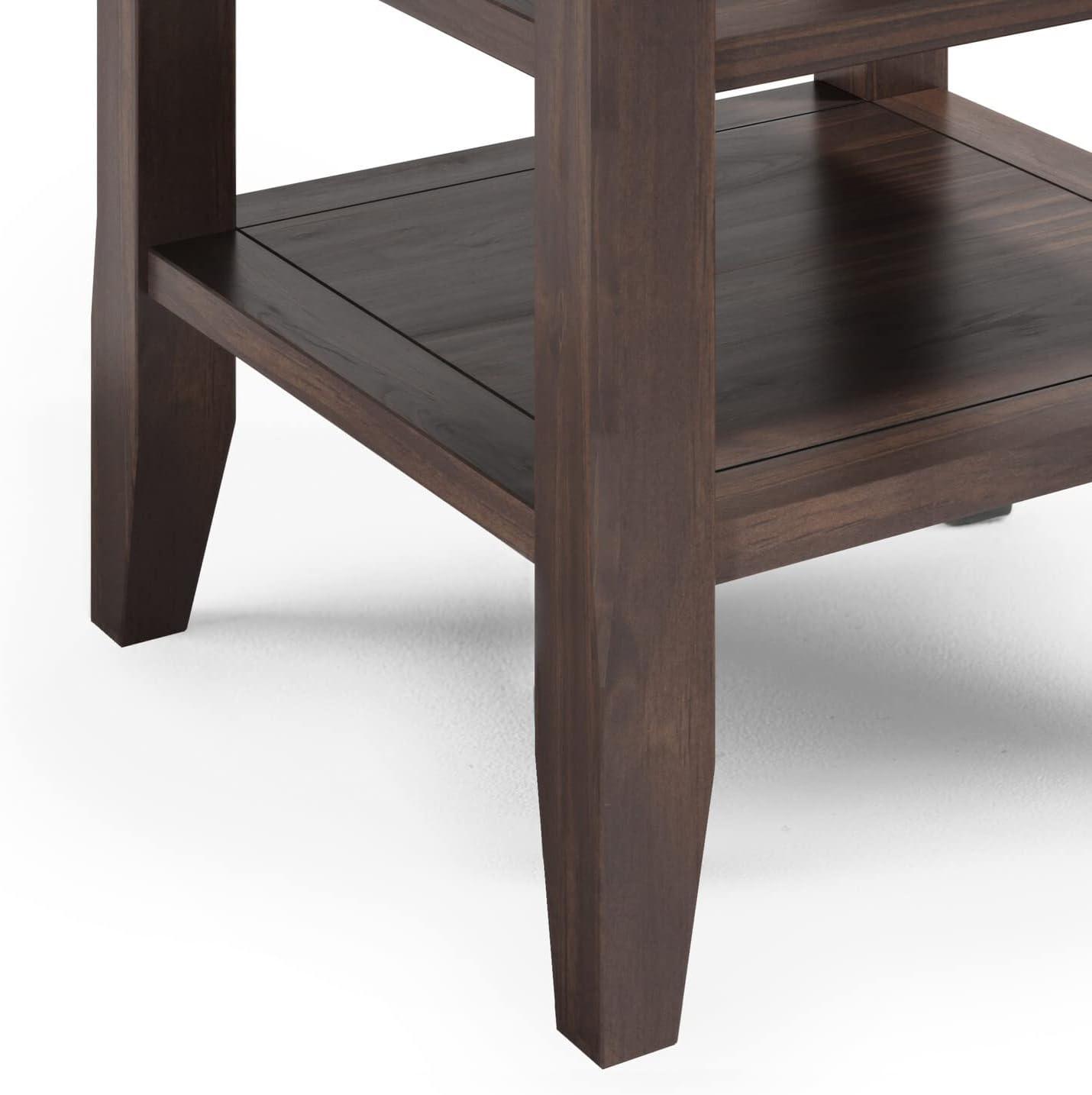 Acadian SOLID WOOD End Table in Warm Walnut Brown