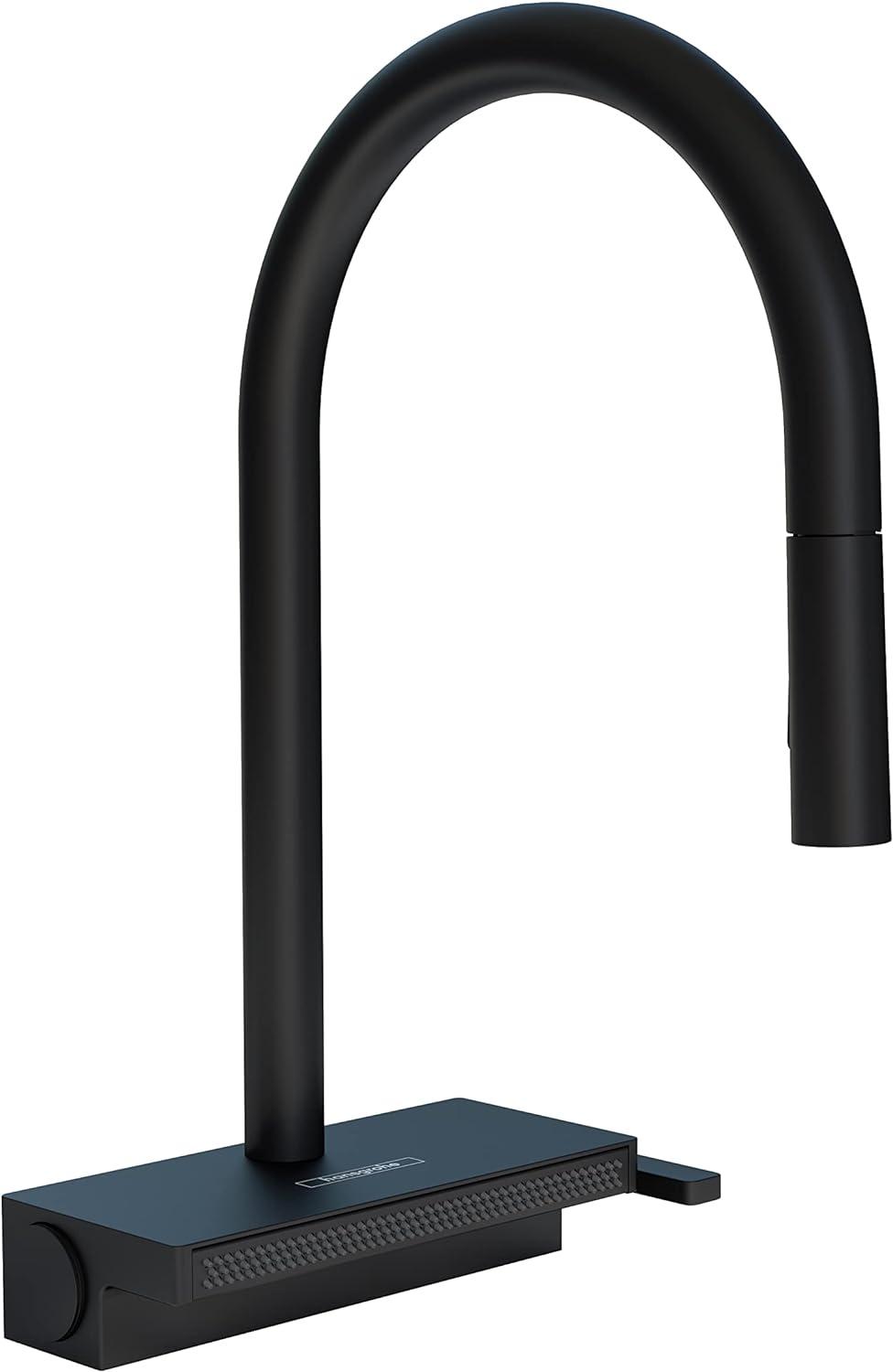 Matte Black Brass Pull-Down Kitchen Faucet with Spray