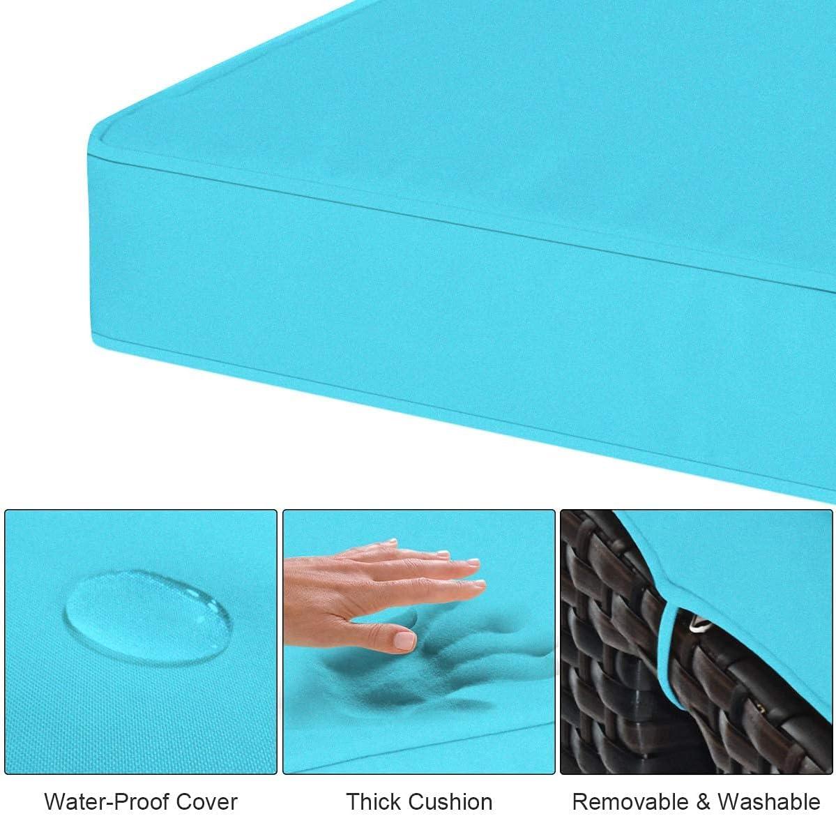 Costway 2PCS Patio Rattan Ottoman Cushioned Seat w/ Foot Rest Turquoise