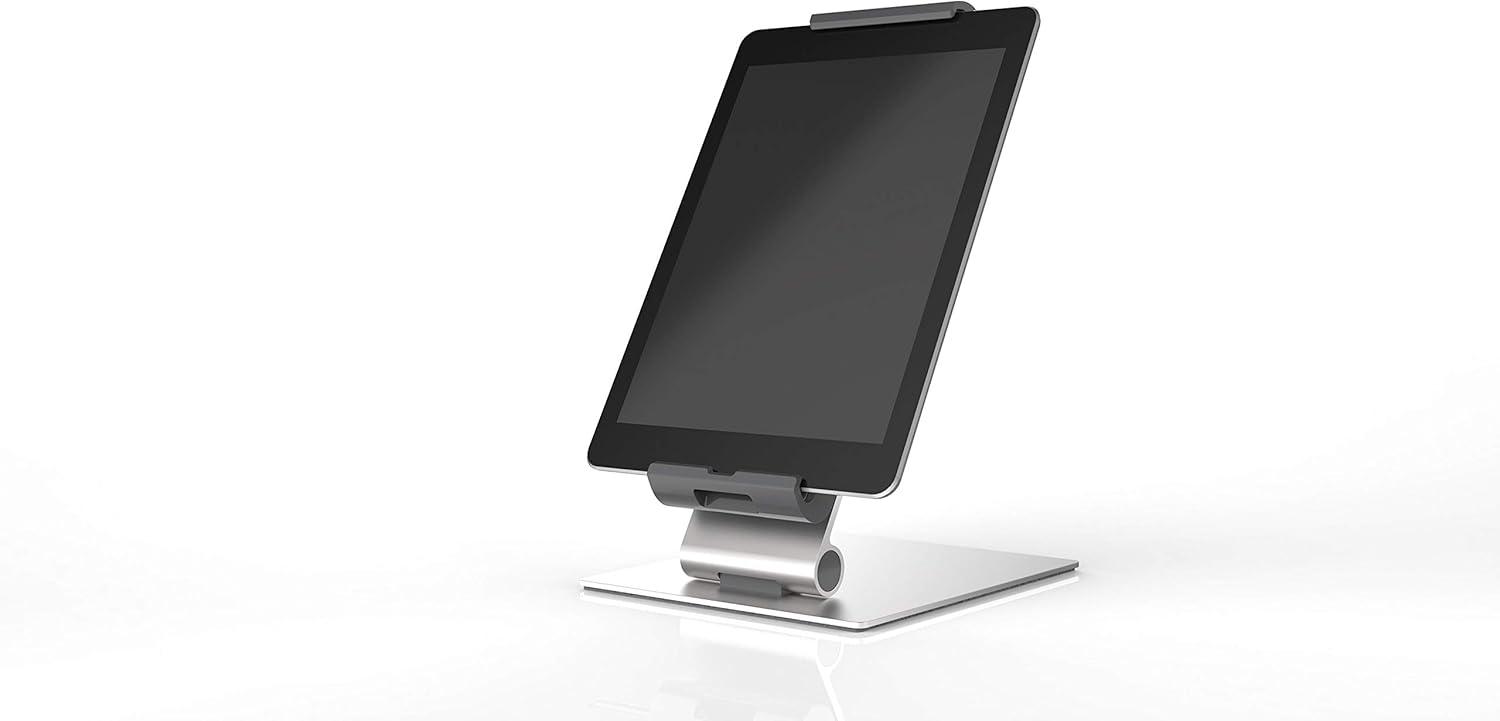DURABLE Tablet Holder Desk Stand (7-13 Inches, 360 Degrees Rotation with Anti-Theft Device) Silver/Charcoal (893023)