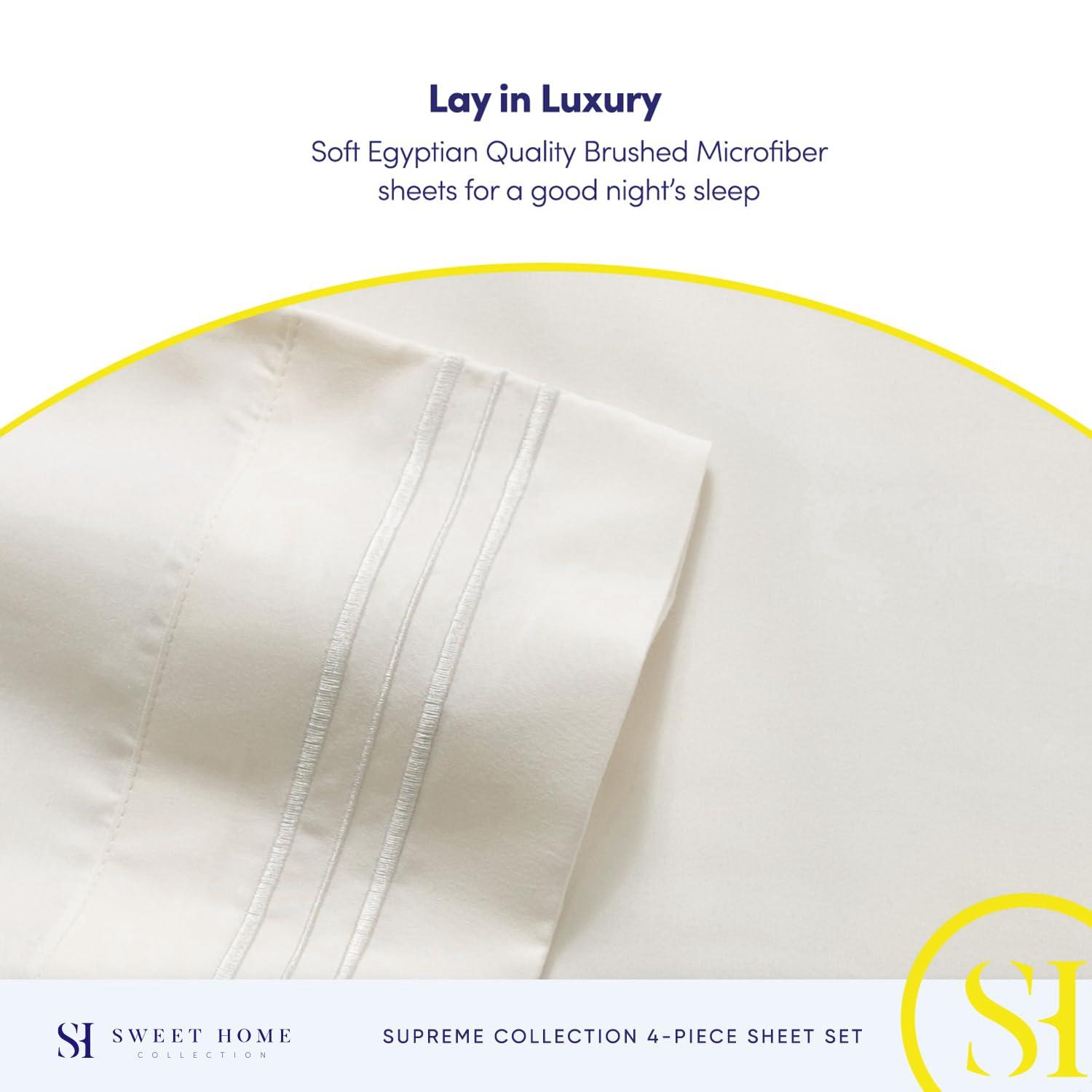 Sweet Home Collection Luxurious Classic Soft Solid 1800 Series Microfiber Sheet Set, Various Colors and Sizes