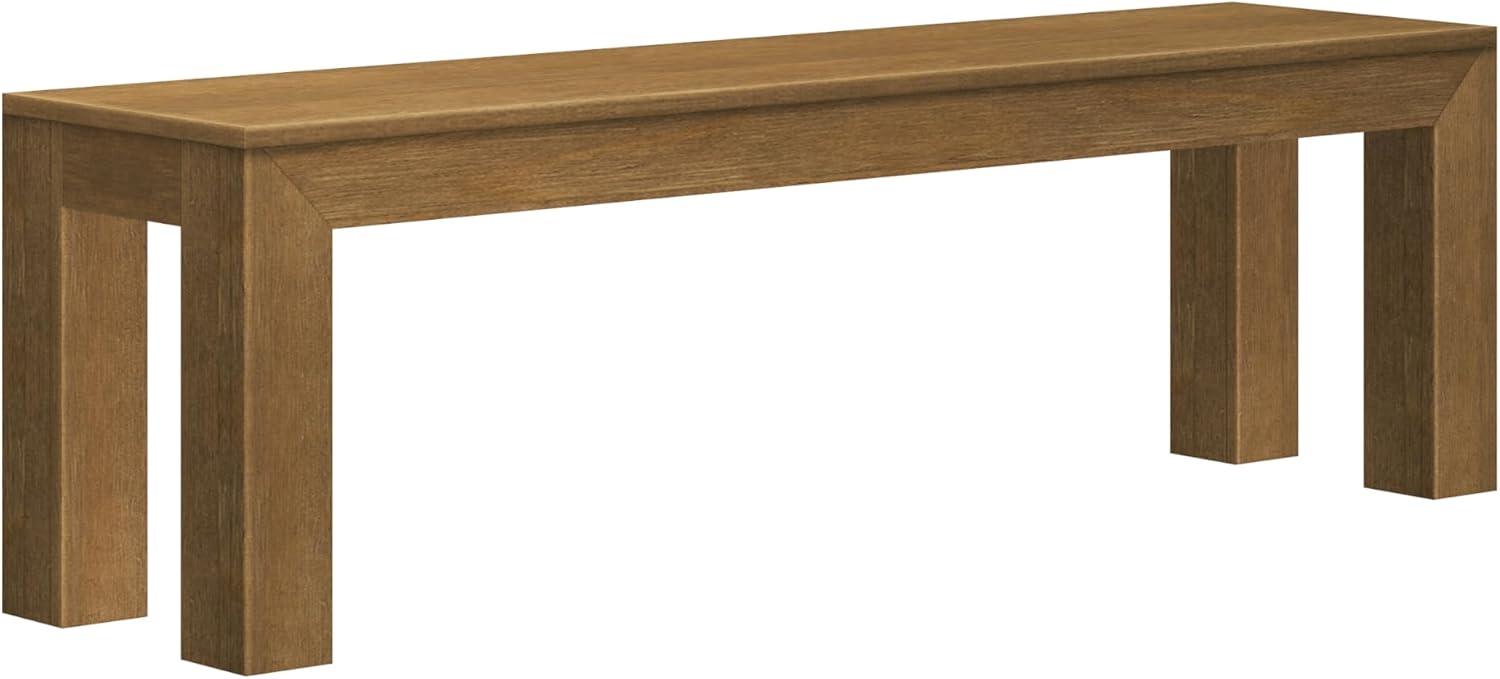 Plank+Beam Modern Wood Dining Bench, Solid Wood Bench for Dining Table, 60", Pecan Wirebrush