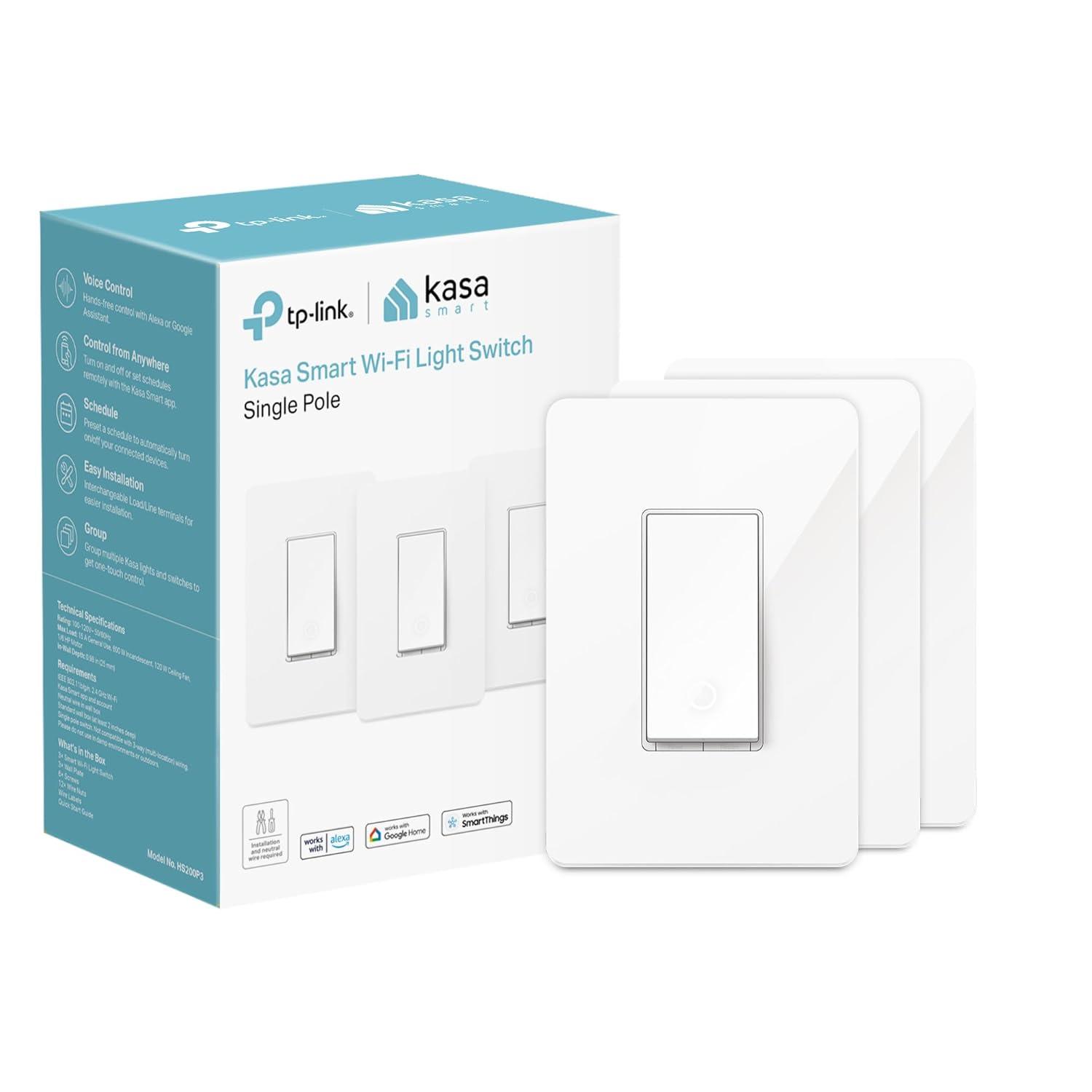 White Polycarbonate Wireless Smart Light Switch with Timer, 3-Pack