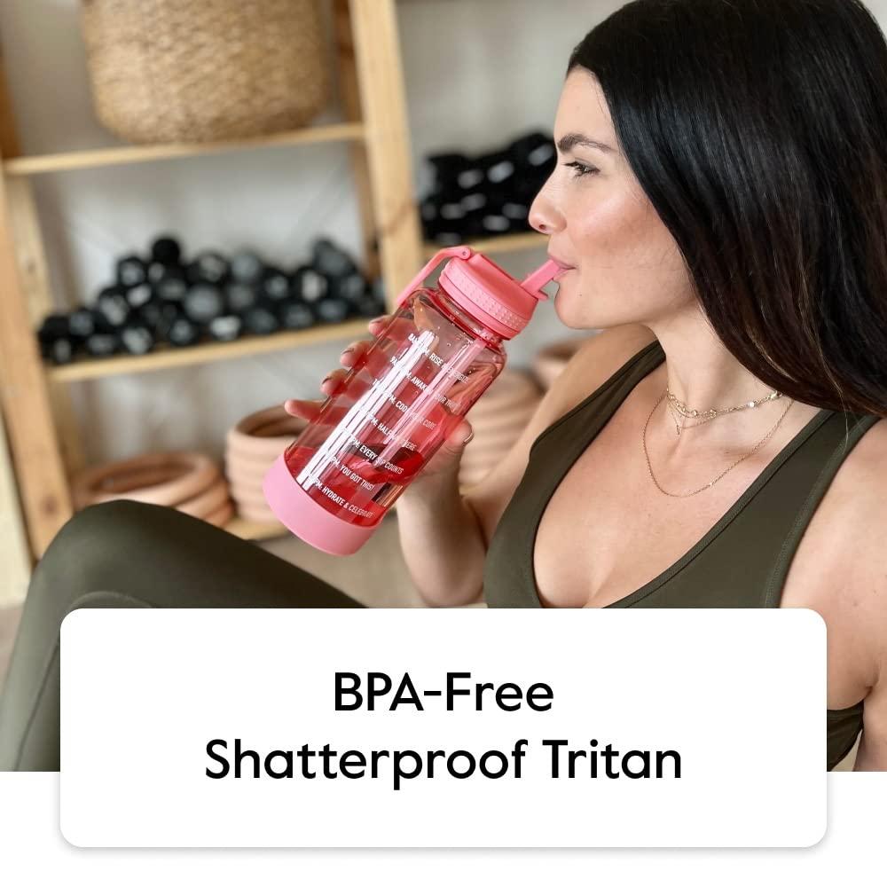 Takeya 64oz Tritan Motivational Water Bottle with Straw Lid - Pink